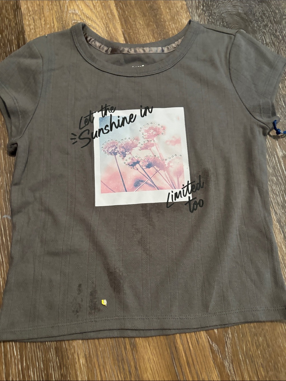 Limited Too Gray Tee with Pink Floral Graphic